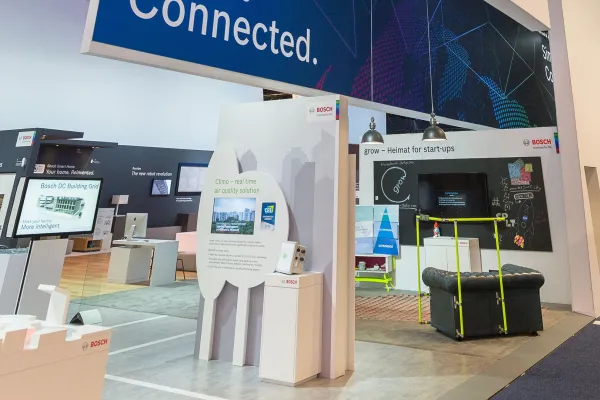 Interaktiver Bosch-Messestand auf der CES 2018 mit Smart-Home- und IoT-Lösungen, präsentiert von Wenger.One.